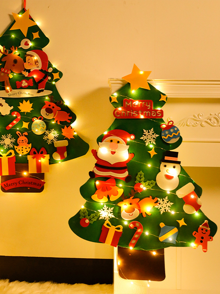 Christmas Decorations DIY Christmas Tree Kids Handmade Material Package Felt Cloth Hook and Loop Fasteners Wall Kindergarten Creative