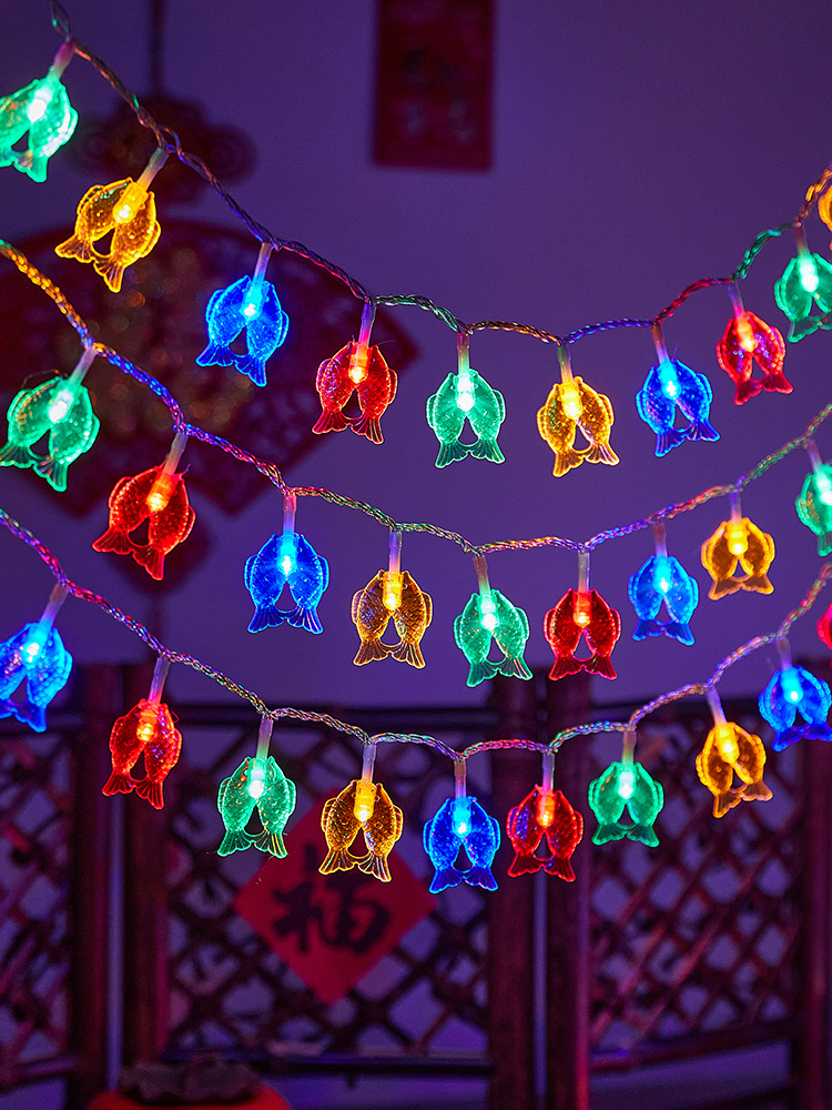 Color Pisces Koi Year Fish Small Colored Lights String Starry Sky Chinese New Year Hanging Piece Pendant New Year Led