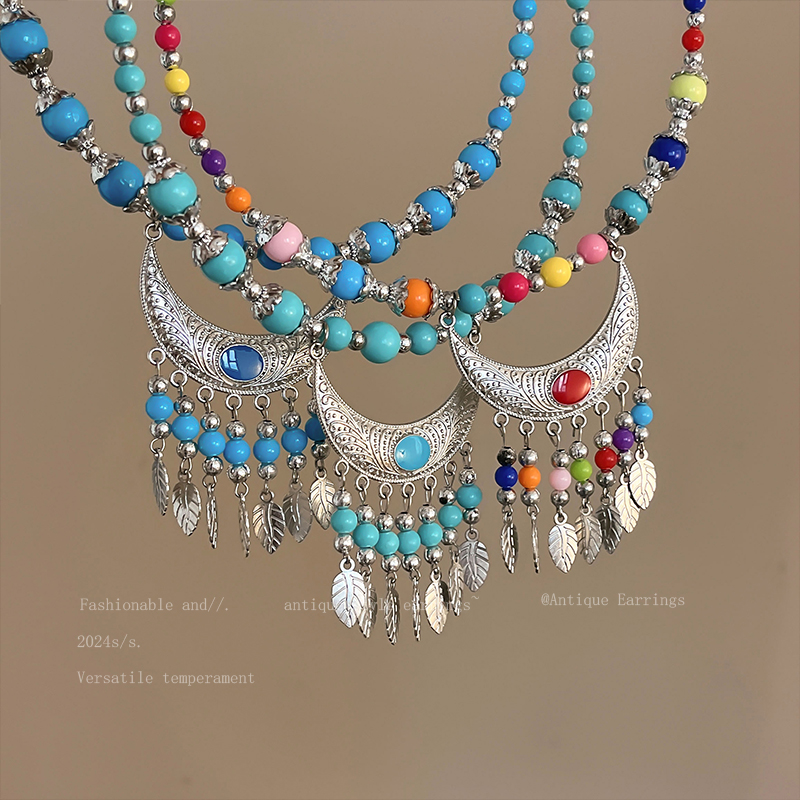Bohemia Ethnic Style Tassel Kids Forehead Lace Girl Vacation Style Clothing Accessories Necklace Fancy Necklace