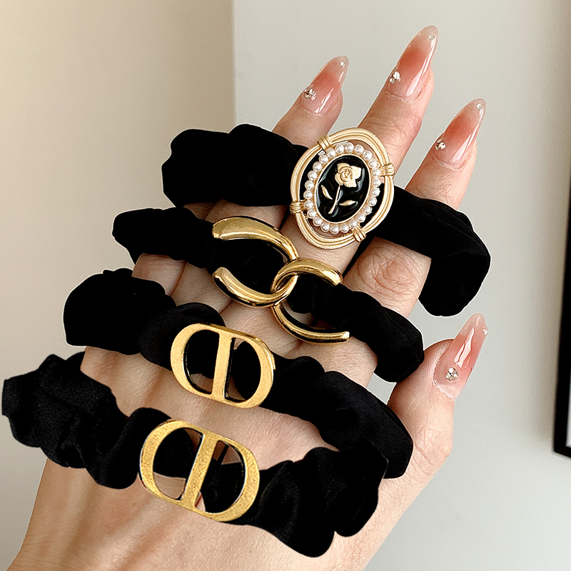 Black Large Intestine Hair Band Women's High Elastic Durable Rubber Band Hair Rope Minimalist Elegant Fancy Headband Hair Accessories