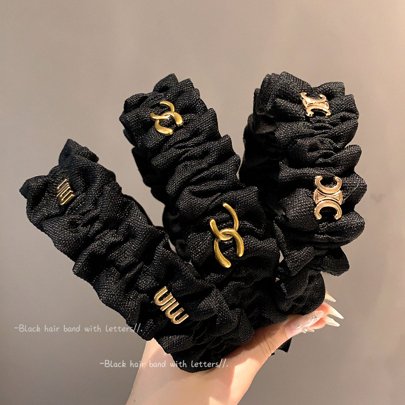 Black Color & Pleats Headband Women's High Skull Top Width Side Pressure Hairpin Hair Tie Fall and Winter Internet Celebrity Classic Style Headband Hair Accessories