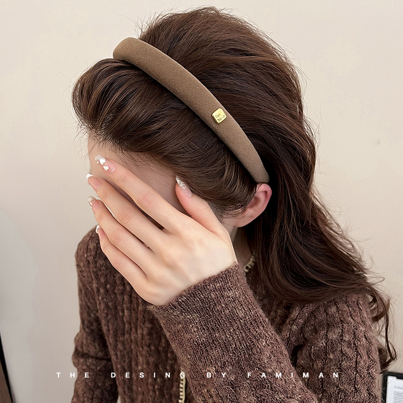 Maillard Brown Headband Female 2024 New Arrival Fancy Outdoor All-Matching Internet-Famous Headband High Skull Top Hair Clip Headdress