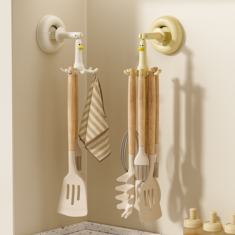 Kitchen Suction Cup Octopus Rotating Hook Punch-Free Kitchen Spatula Rack Spatula/Spoon Storage Rack