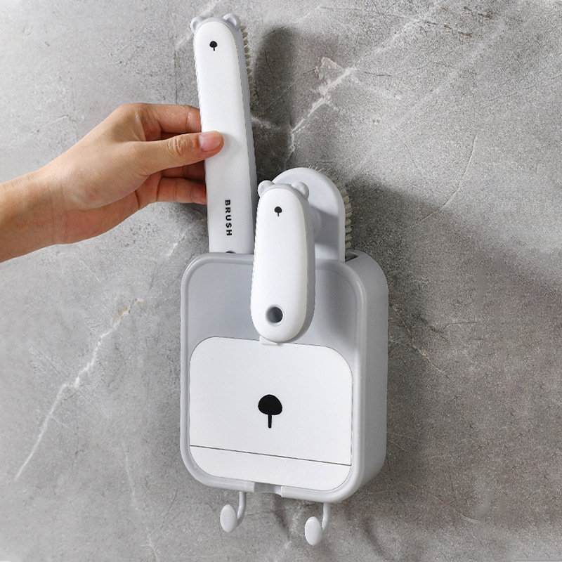 Three-in-One Soap Dish Water-Free Punch-Free Soap Holder Hanging Bathroom Wall Drain with Shoe Brush Soap Holder