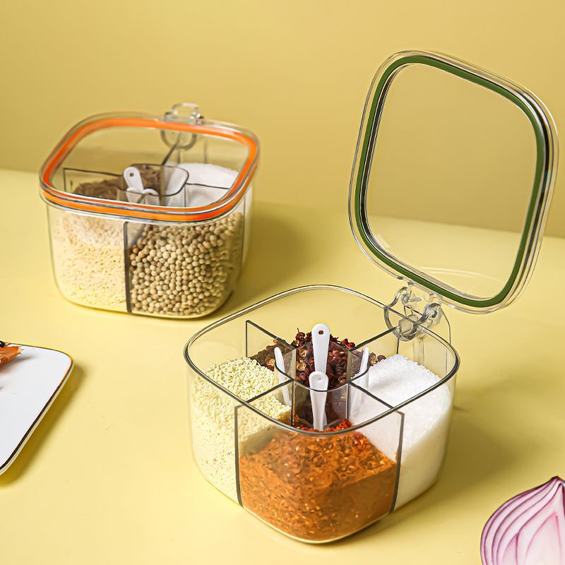 Seasoning Box For Home Kitchen Seasoning Combination Suit Integrated Multi-Grid Seasoning Box Seasoning Box Storage Box Salt Gourmet Powder