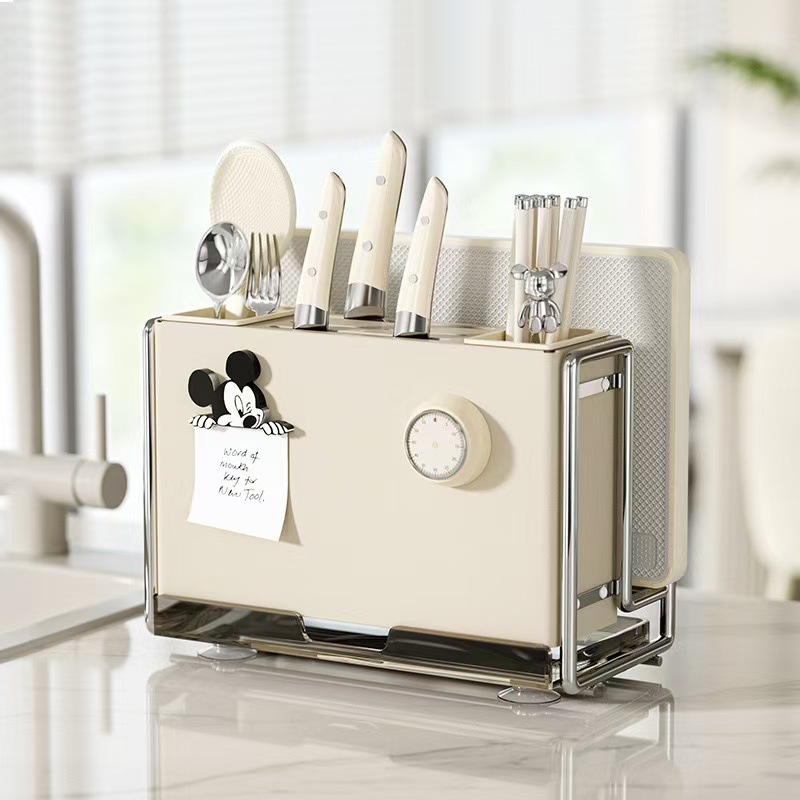Knife Rack Storage Rack Table Wall Hanging Neutral Magnetic Knife Storage Rack Kitchen Knife Cutting Board Chopsticks Box Integrated Storage Box