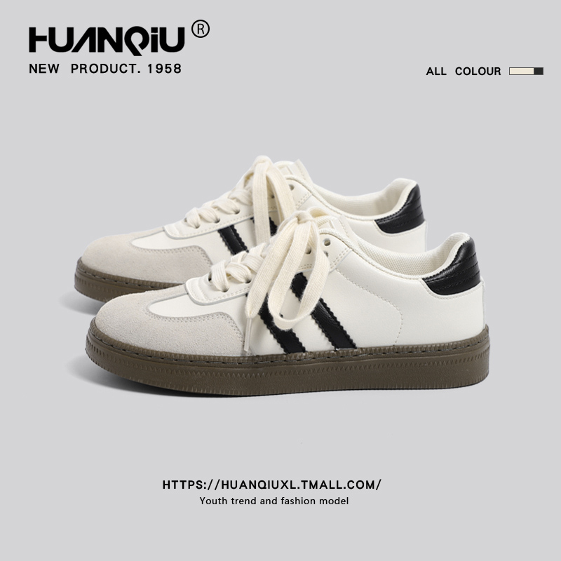 Universal German Training Shoes Women's 2024 Fall and Winter New Arrival Easiest for Match Casual Board Shoes Autumn Black and White & Low Cut Platform White Shoes