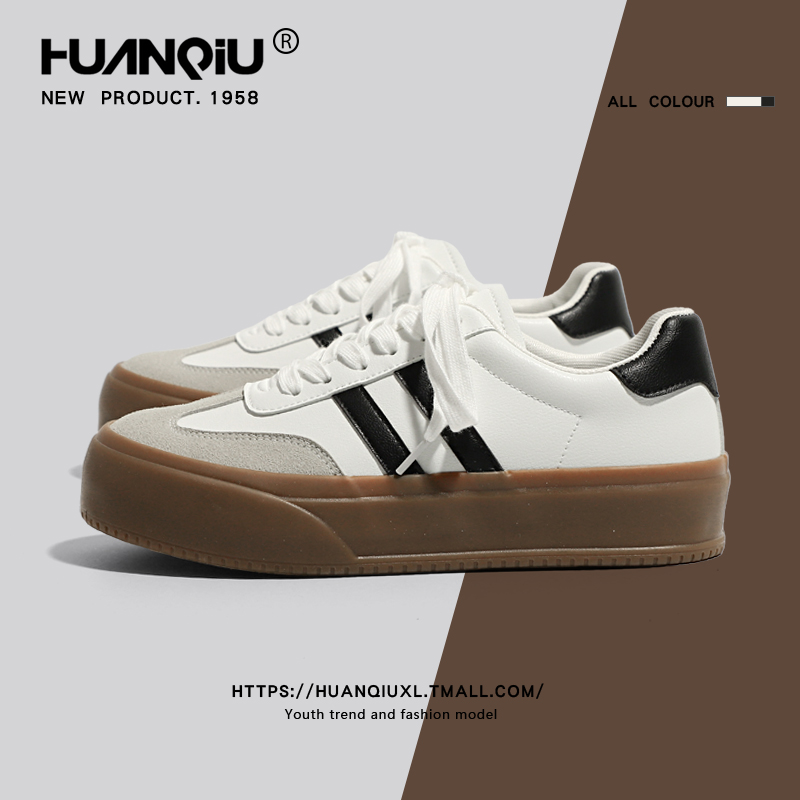 Universal Thick Sole German Training Shoes Men's 2024 New Arrival Fall and Winter Retro White Shoes Winter All-Matching Niche Style Casual Board Shoes