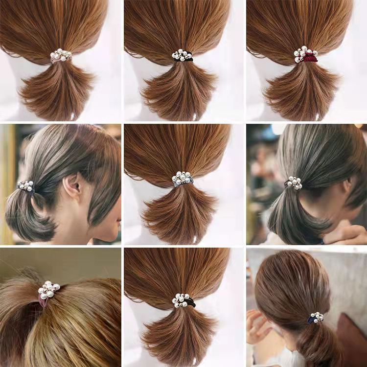 High Elastic Nine Beads Black Leather Hair Bands