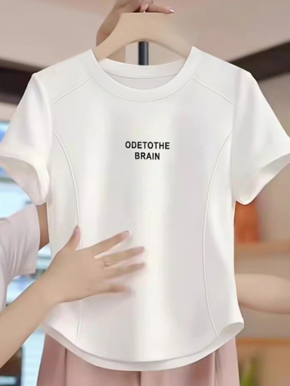 Fishbone Asymmetrical Shoulder Half Sleeve T-shirt Female New Arrival Pure Cotton Summer Dress K-style All-Matching Slim Fit Cropped Short-Sleeved Top