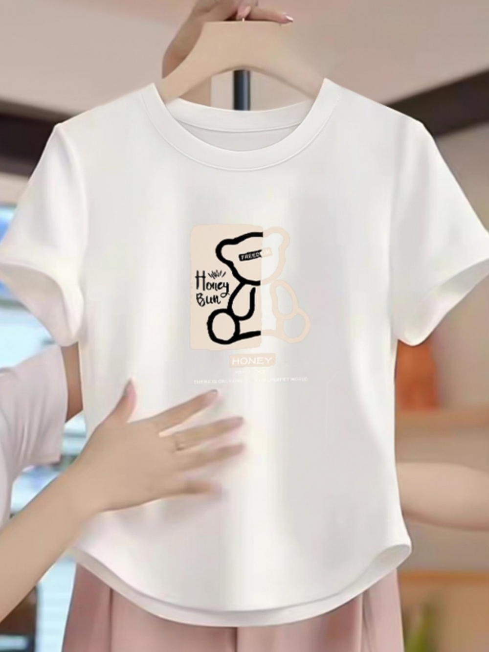 White Shoulder Short Sleeve T-Shirt Women's 2025 Summer New Arrival Silm Bottoming Shirt Short Inner round Neck Anti-Aging Top