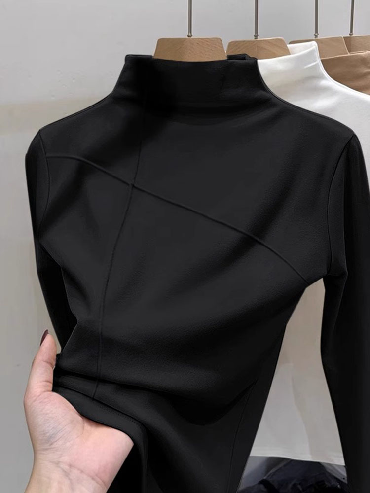 Half Turtleneck Double-Sided Dralon Bottoming Shirt for Women 2025 New Arrival Fall and Winter Western Style Inner Wear Mid Collar Thickened Warm Coat Tide