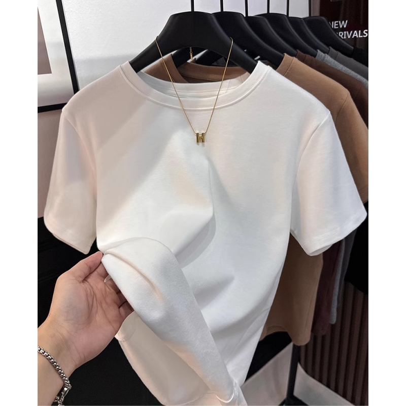 Women's Clothing in 13 Lines 2025 New Design Sense Small Shoulder Short T-Shirt Women's Short Sleeve Slim Looking High Waist Tops Summer
