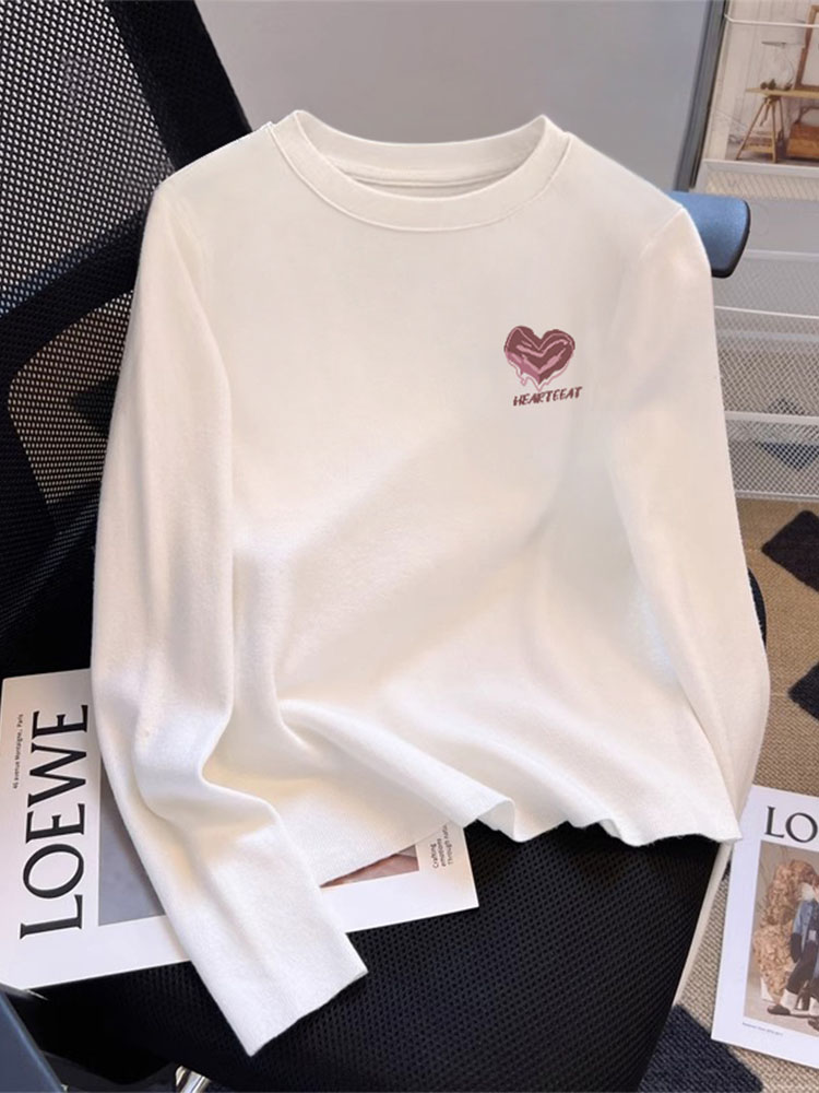 White Bottoming Shirt Women's Inner Wear 2025 Spring and Autumn Loose Plus Size Shoulder Pure Cotton Long Sleeves T-shirt Women's Summer Tops