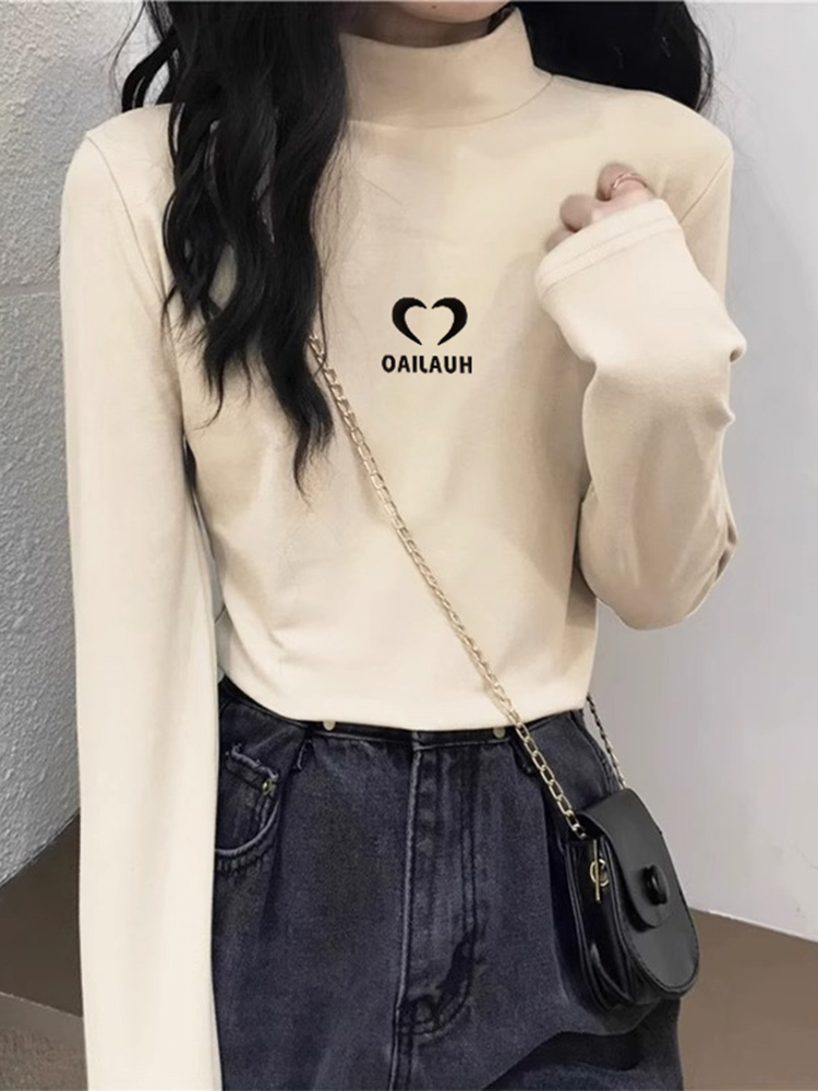 Half Turtleneck Bottoming Shirt 2025 New Arrival Female Fall and Winter Inner Wear Double-Sided Dralon White Long Sleeve T-shirt Easiest for Match Tops