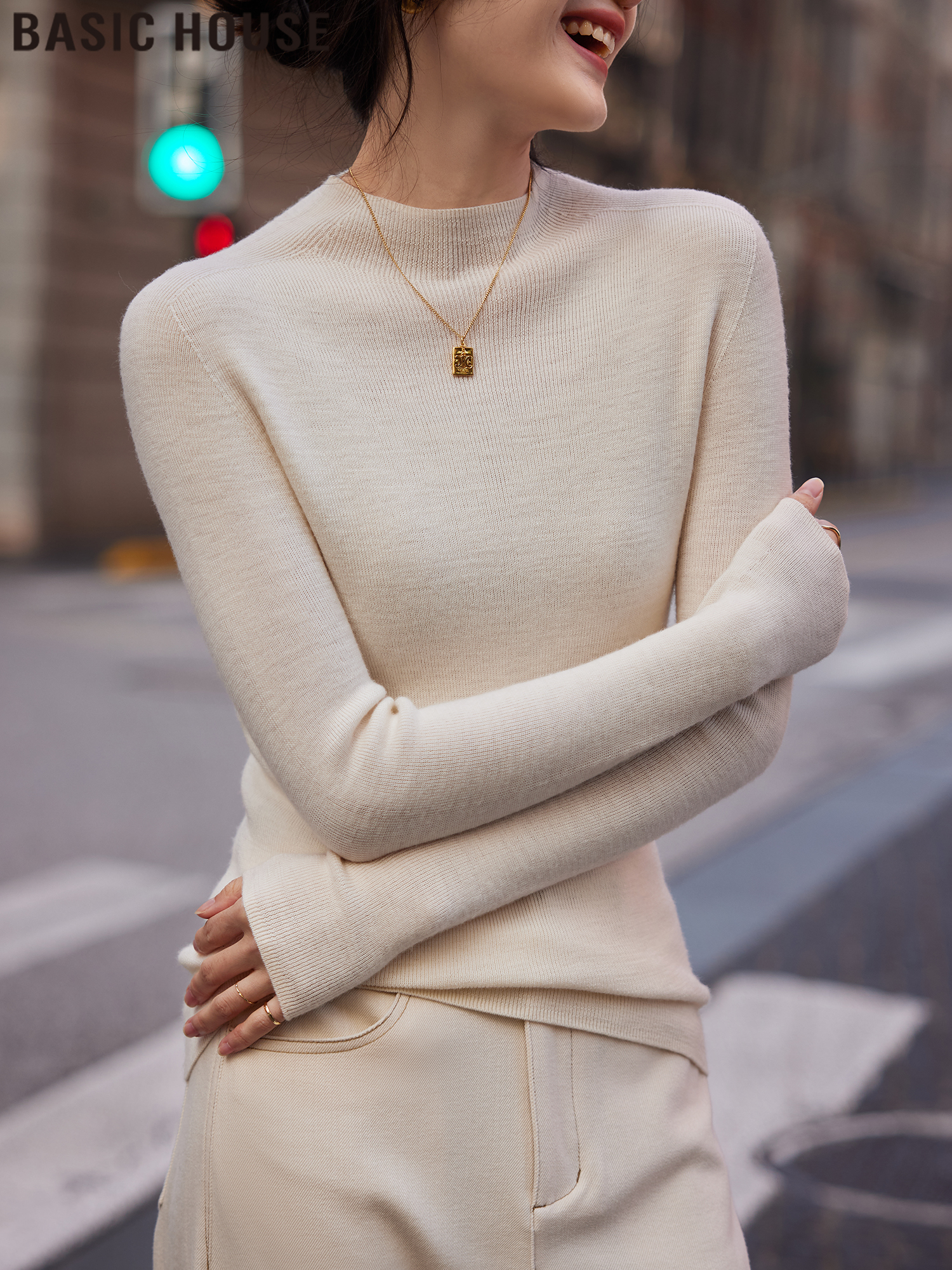 Basic House/Baijiahao Half Turtleneck Wool Soft Glutinous Slim Fit Inner Wear Knitting Bottoming Shirt for Women Spring New Arrival