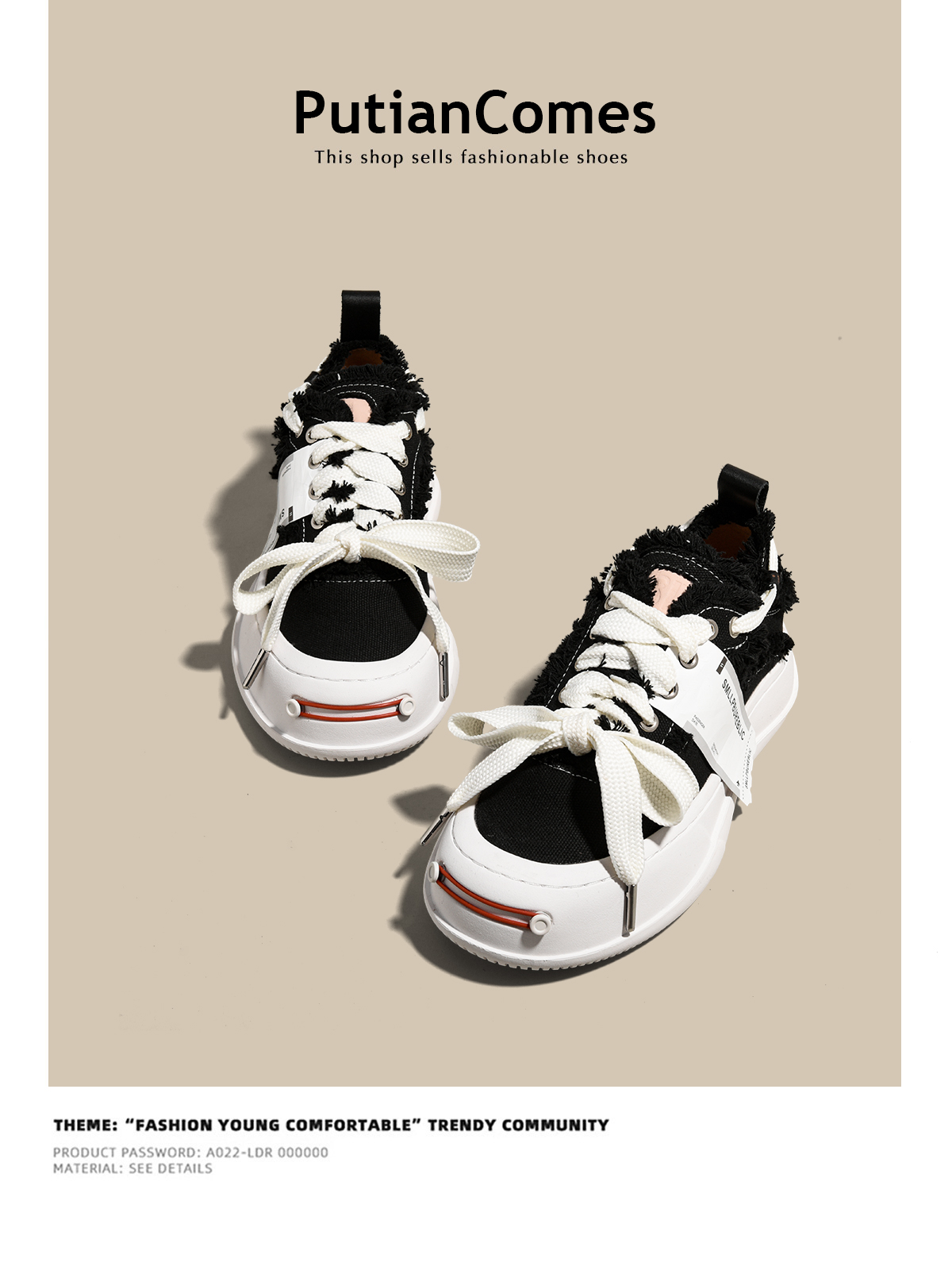 Tan Jianji Same Style Smiling Canvas Shoes Female 2024 New Arrival Thick Sole Couple Sneakers Non Slip Heighten Casual Shoes