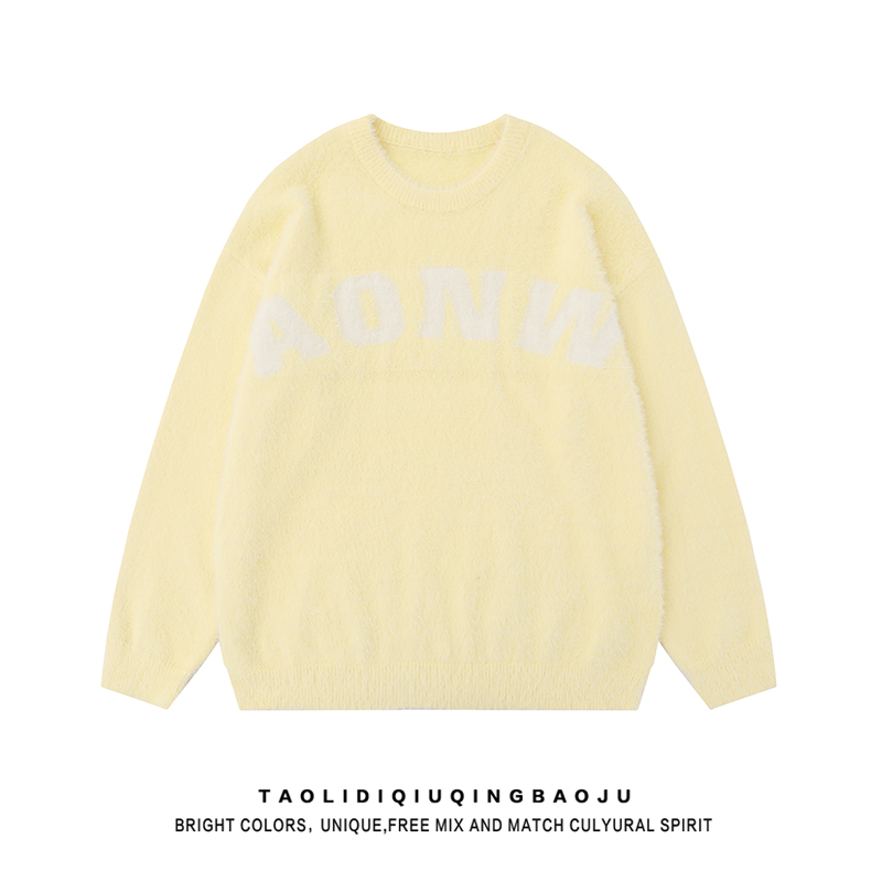 Sweet Style Milky Yellow Soft Glutinous round Neck Sweater Female 2025 New Arrival Small Lazy and Loose Knitwear Tops Tide