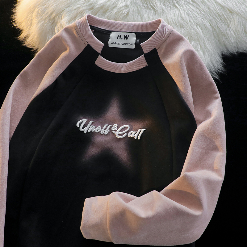 XINGX Print Hiphop Loose Suede Sweater