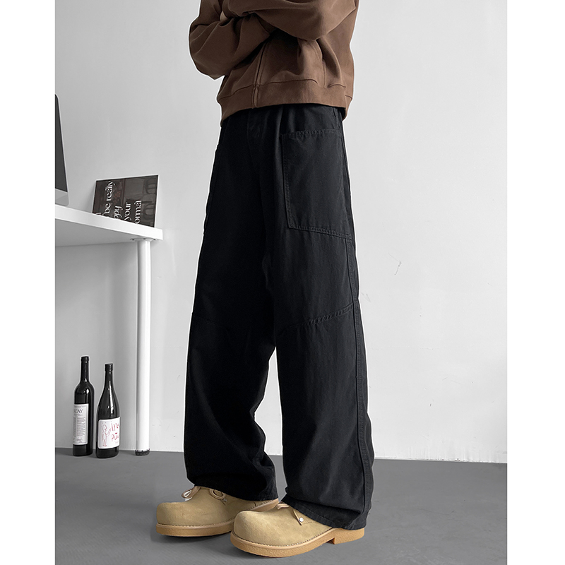 American Deconstruct Patchwork Parka Logging Pants for Women 2025 New Arrival Trendy Loose Couple Outfit Black Wide-Leg Denim