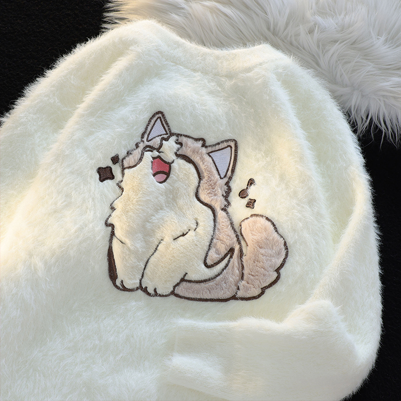 Milk Fufu Soft Glutinous Kitten Mohair Sweater Women's 2025 New Preppy Style Loose Youthful-Looking Student Knitwear