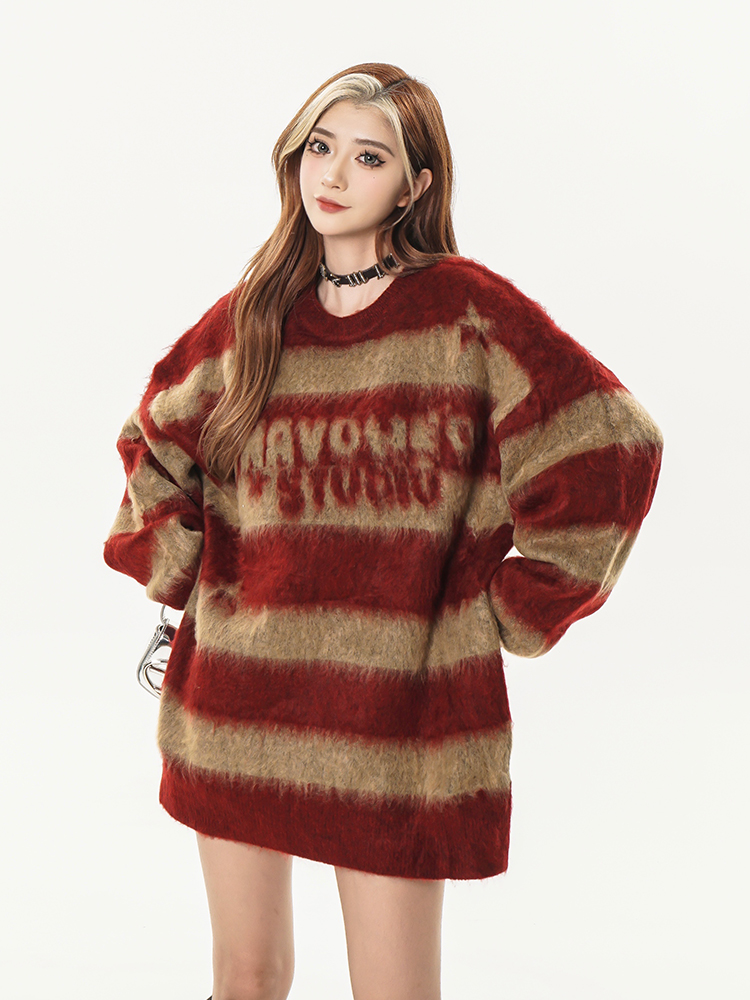 Lazy Vintage Striped Best Selling Couple Knitted Sweater