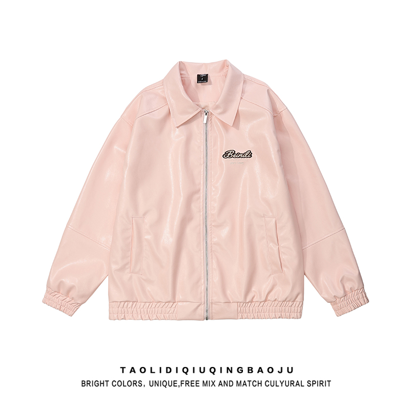 Trendy Letters Pu Autumn and Winter Loose Casual Couple Embroider