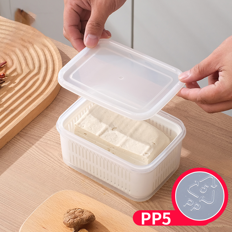Tofu Crisper Dry Goods Dry Material Sea Cucumber Bubble Hair Box Refrigerator Frozen Storage Rectangular Sealed Transparent Storage Box
