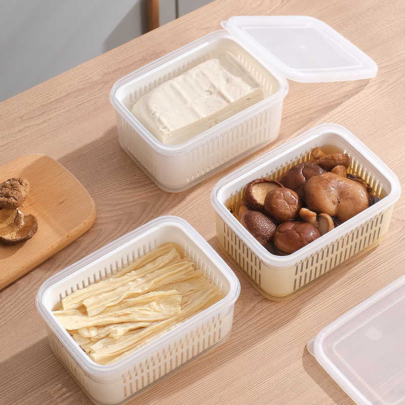 Dry Goods Dry Material Special Bubble Hair Box Sea Cucumber Refrigerator Vegetable Drain Storage Box Finishing Box Tofu Crisper Outer Belt