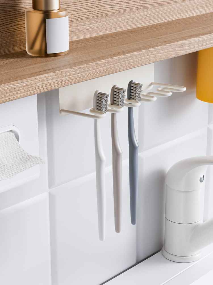 Mirror Cabinet Magnetic Toothbrush Holder, Four-Mouth Gargle Cup Wall-Mounted Toothbrush Cup Punch-Free Draining Storage Rack
