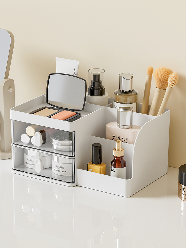 Cosmetics Storage Box Desktop Fancy Dressing Table Lipstick Eyebrow Pencil Storage Box Large Capacity Skincare Shelves