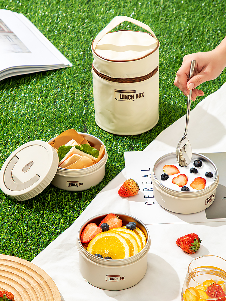 316L Stainless Steel Insulated Lunch Box Office Worker Outdoor Lunch Box For Home Student Bento Box Barrel Microwave Heating