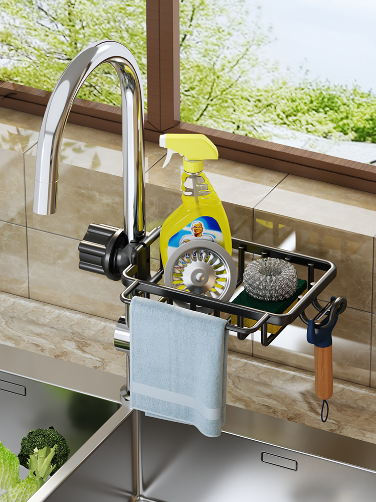Kitchen Racks Hanging on a Faucet Domestic Sink Dishwashing Cloth Draining Storage Rack Sink Hanging Colander Tool