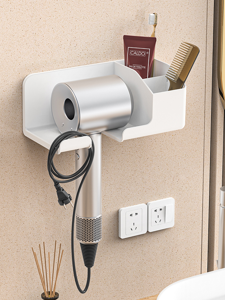 Punch-Free Bathroom Storage Hair Dryer Rack