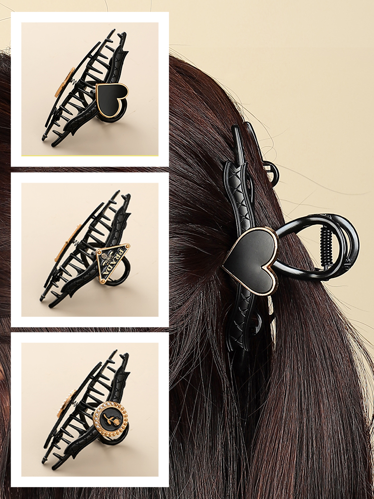 Metal Label Grip Female Shark Clip Back Head Hair Hair Clip Elegant Clip Hairware DIY Replaceable Hair Accessories
