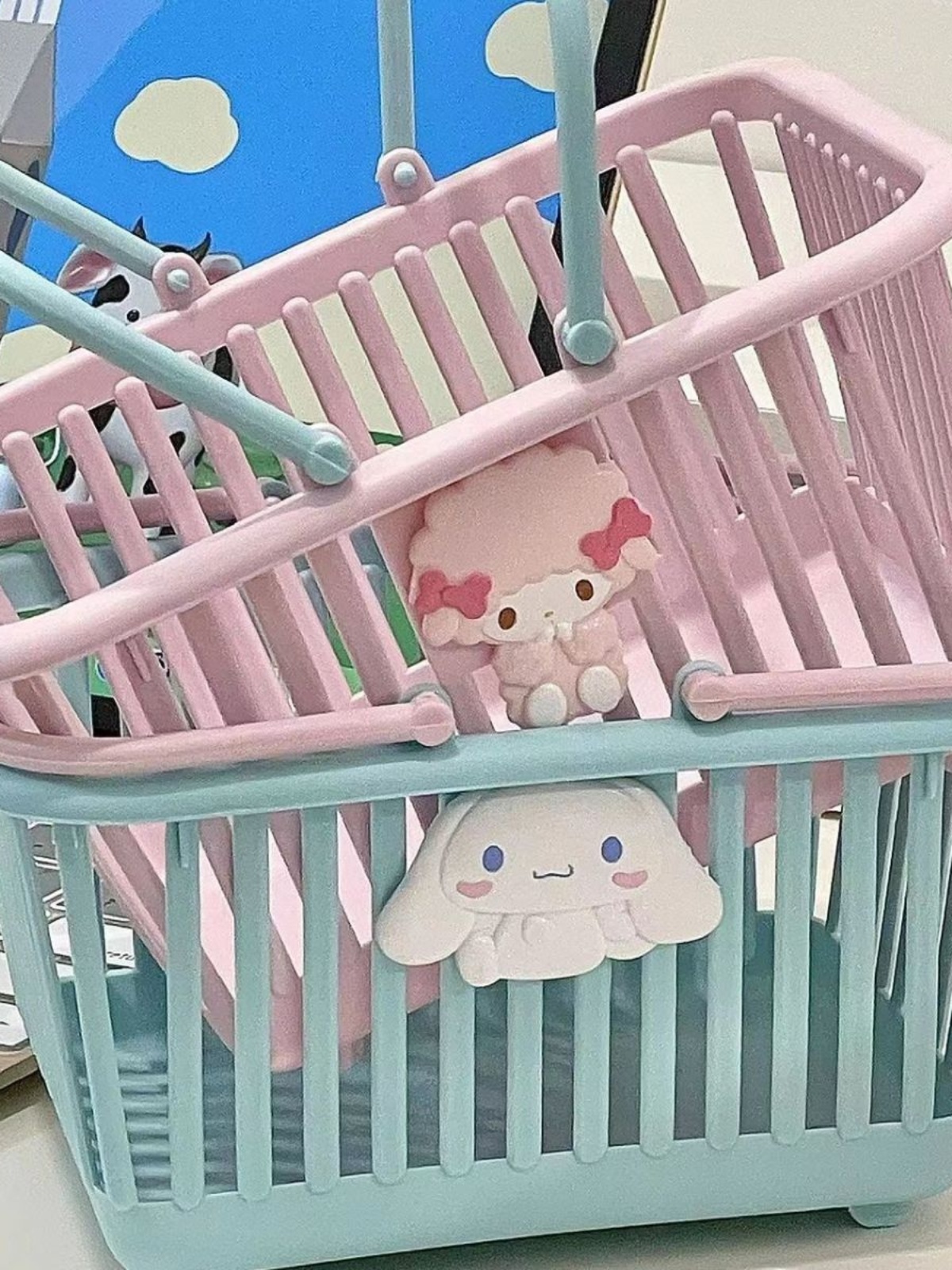 Cute Cartoon Ins Style Storage Basket Desktop Cosmetics Storage Box Plastic Basket Snack Basket Sundries Storage Basket