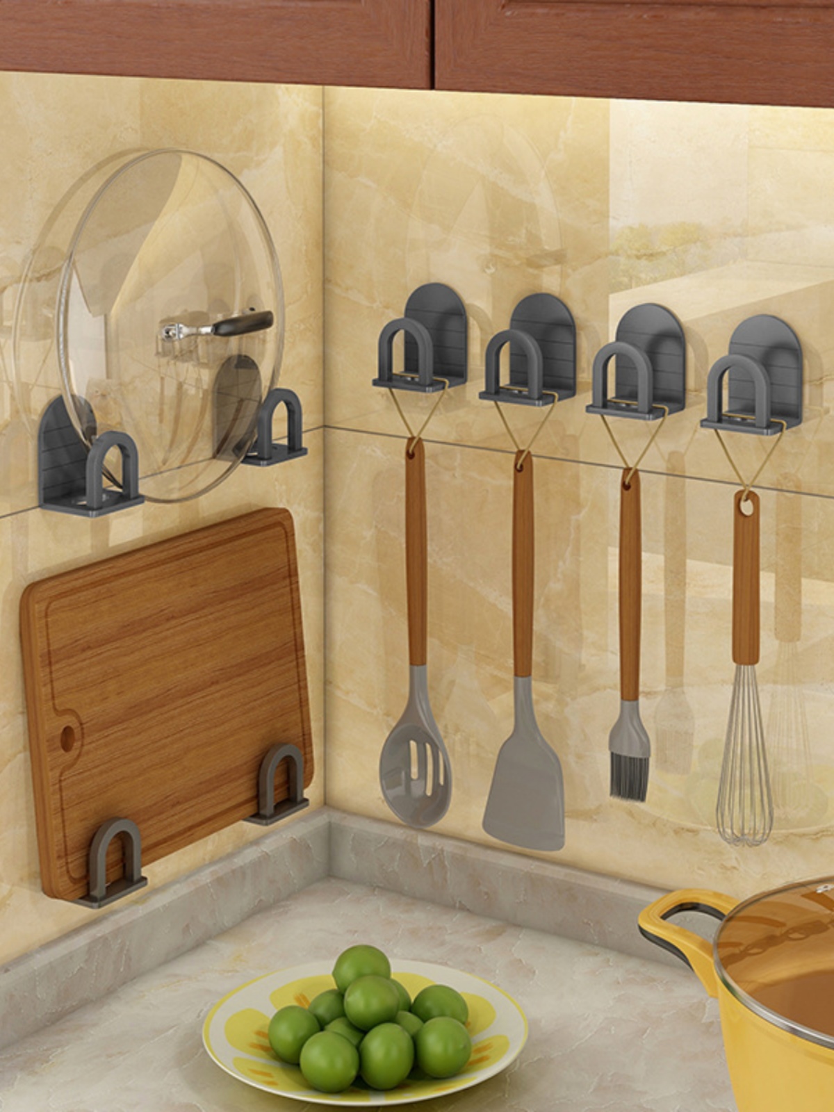 Alumimum Sponge Draining Rack Punch-Free Kitchen Sink Cover Steel Wire Ball Pot Lid Storage Wall-Mounted Cloth Rack