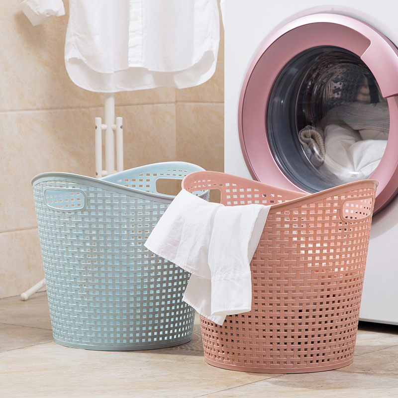Jujiajia Large Plastic Laundry Basket Bathroom Laundry Basket Living Room Toys Clothing Storage Basket Dirty Clothes Storage Basket