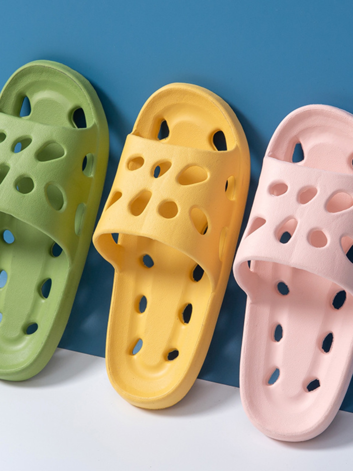 Leaking Quick-Drying Slippers Women's Summer New Arrival Bathroom Bath Eva Plaid Home Anti-Slip Couple Men's Slippers
