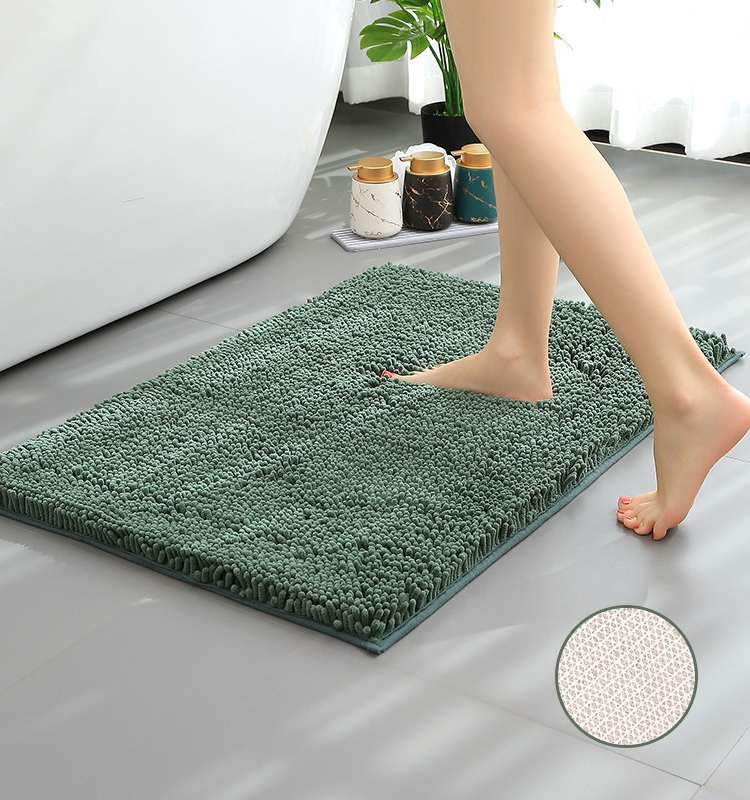 Chenille Bathroom Mat Pure Color Bathroom Absorbent Non Slip Stain-Resistant Floor Mat Domestic Toilet Doorway Bedroom Carpet