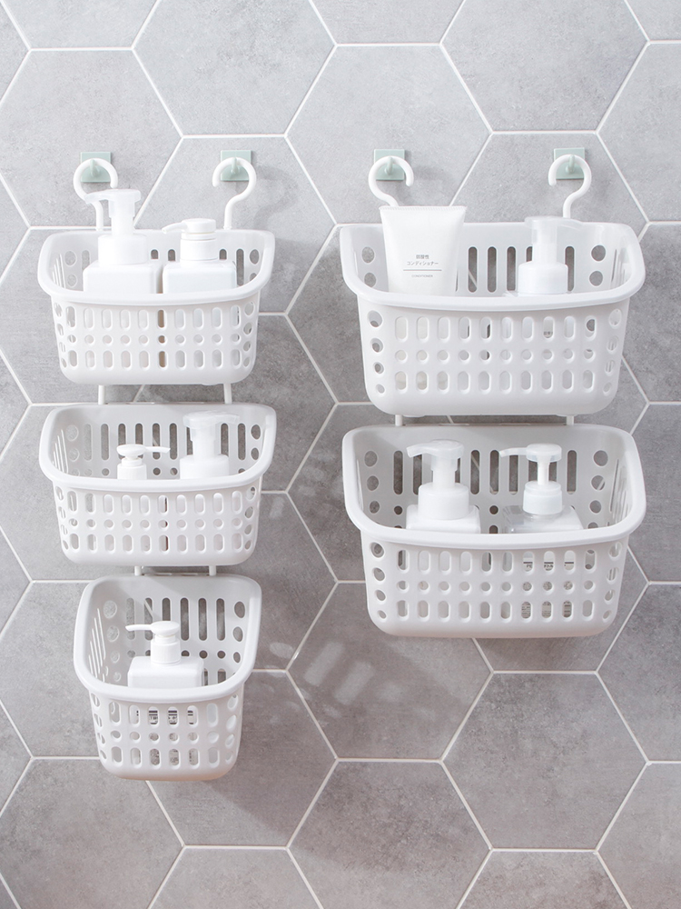 Jujiajia Cut Out Plastic Wall Mount Storage Basket Kitchen Snack Basket Bathroom Bath Basket Storage Basket Small Hanging Basket