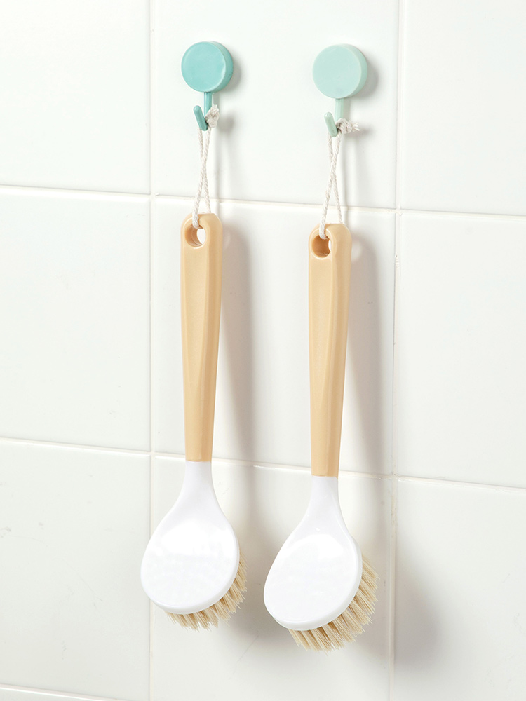 Jujiajia Dish Brush Minimalist Wood Color Long Handle Kitchen Brush Pot Fabulous Dish Washing Product For Home Sink Stove Cleaning Brush