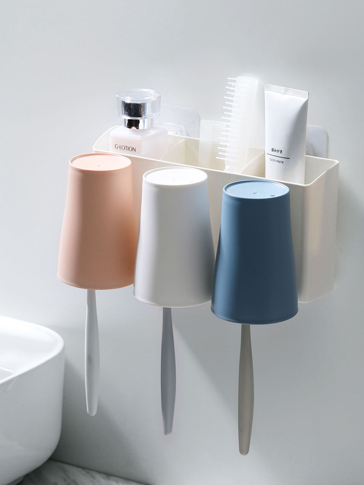 Household Punch-Free Gargle Cup Wall-Mounted Toothbrush Case