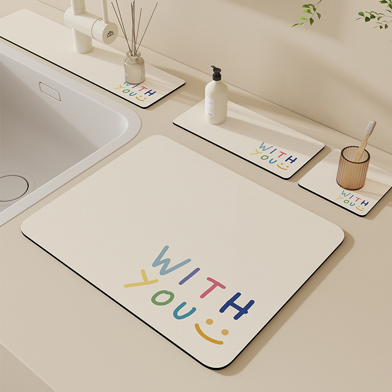 Pad Wash Pad Bathroom Diatom Water Absorption Table Pool Faucet Table Drain Border Splash Wash Basin Mud Narrow