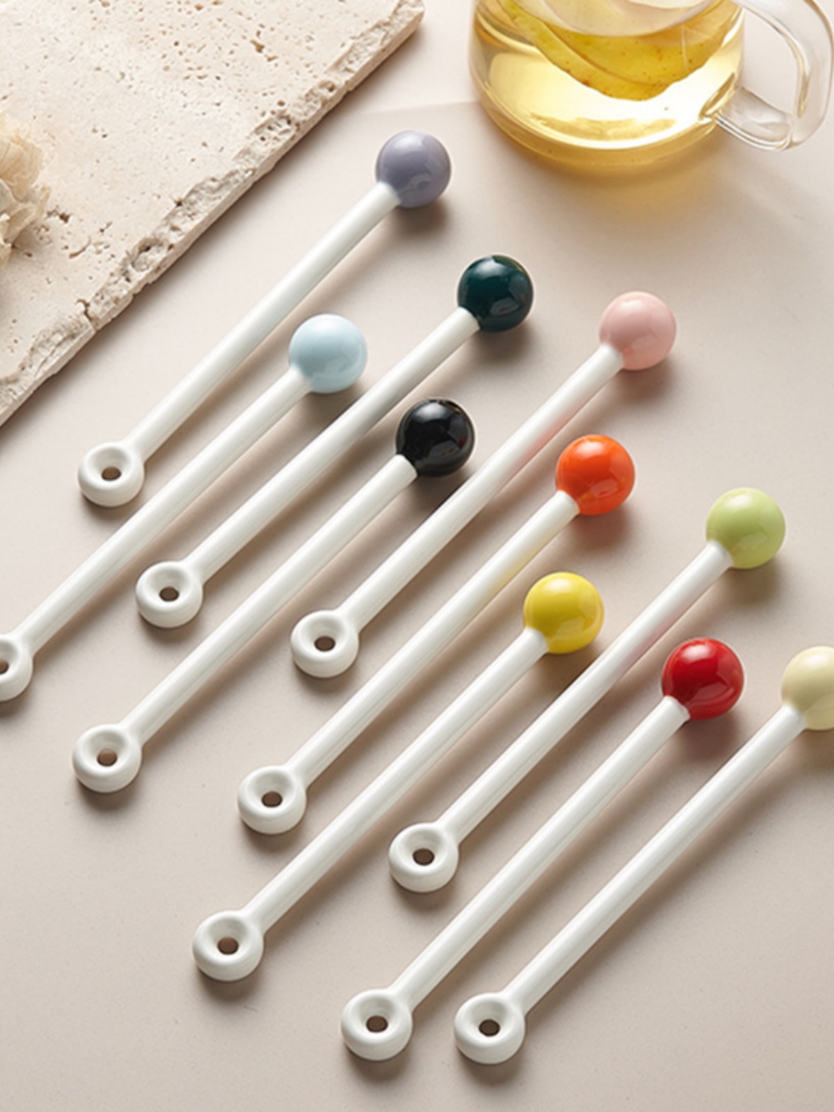 Jujiajia Creative Macaron Kitchen Ceramic Stirring Rod Good-looking Coffee Stick Milk Tea Stir Juice Stirrer