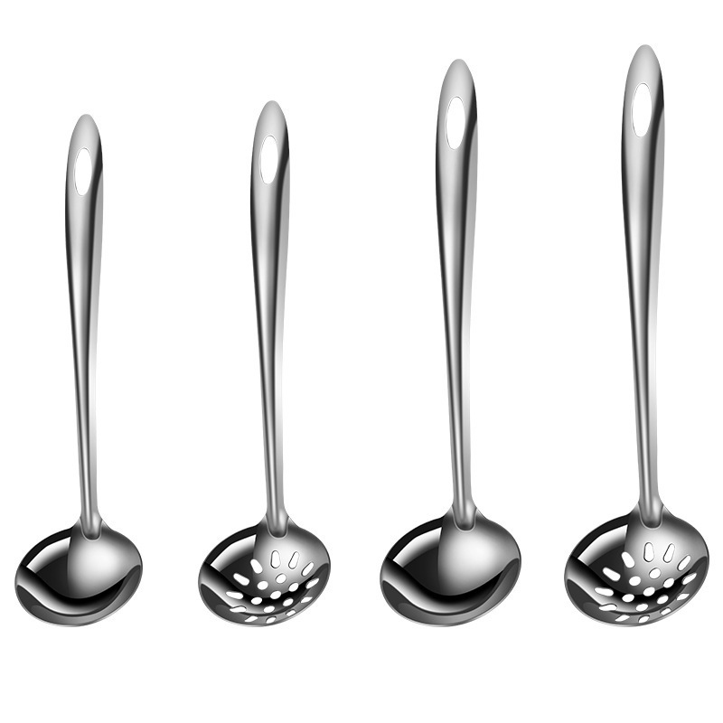 Jujiajia Non-Magnetic Stainless Steel Soup Ladle Light Handle Colander Commercial Hotel Restaurant Hot Pot Spoon Handle Strap Hanging Hole Pearl