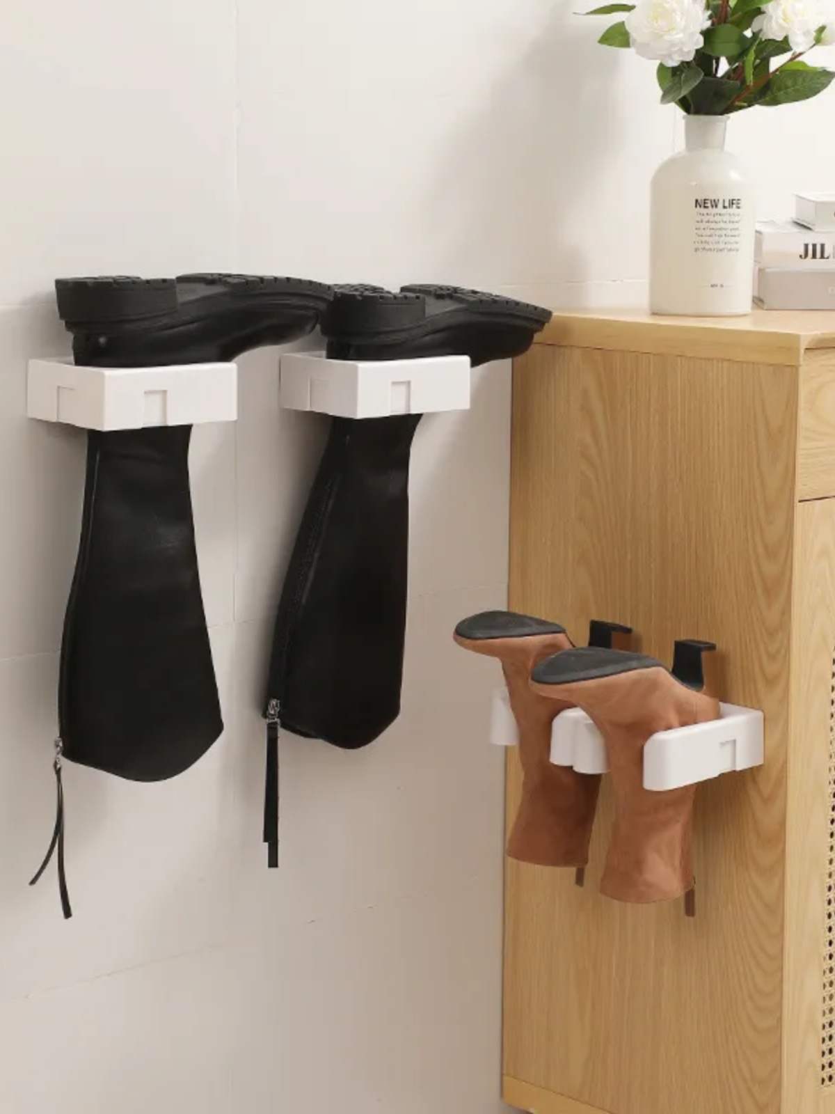Jujiajia Japanese-Style Wall-Mounted Boots Storage Rack Long Boots Short Boots Anti-Wrinkle Anti-Crease Wall Hanging Shoe Rack Storage Shoes