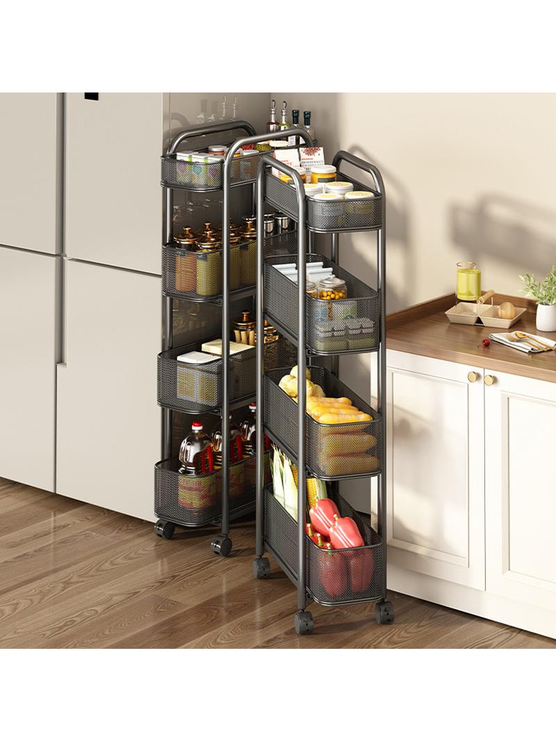 Jujiajia Gap Storage Rack Kitchen Narrow Gap Refrigerator Side next to the Storage Cabinet Super Narrow Gap Edge Gap Trolley