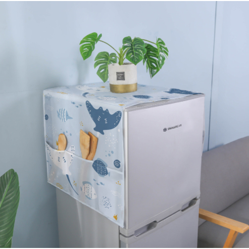 PEVA Refrigerator Cover Single Door Double Door Refrigerator Dust Cover For Home Washing Machine Waterproof Hanging Bag Cover Cloth Refrigerator Cover
