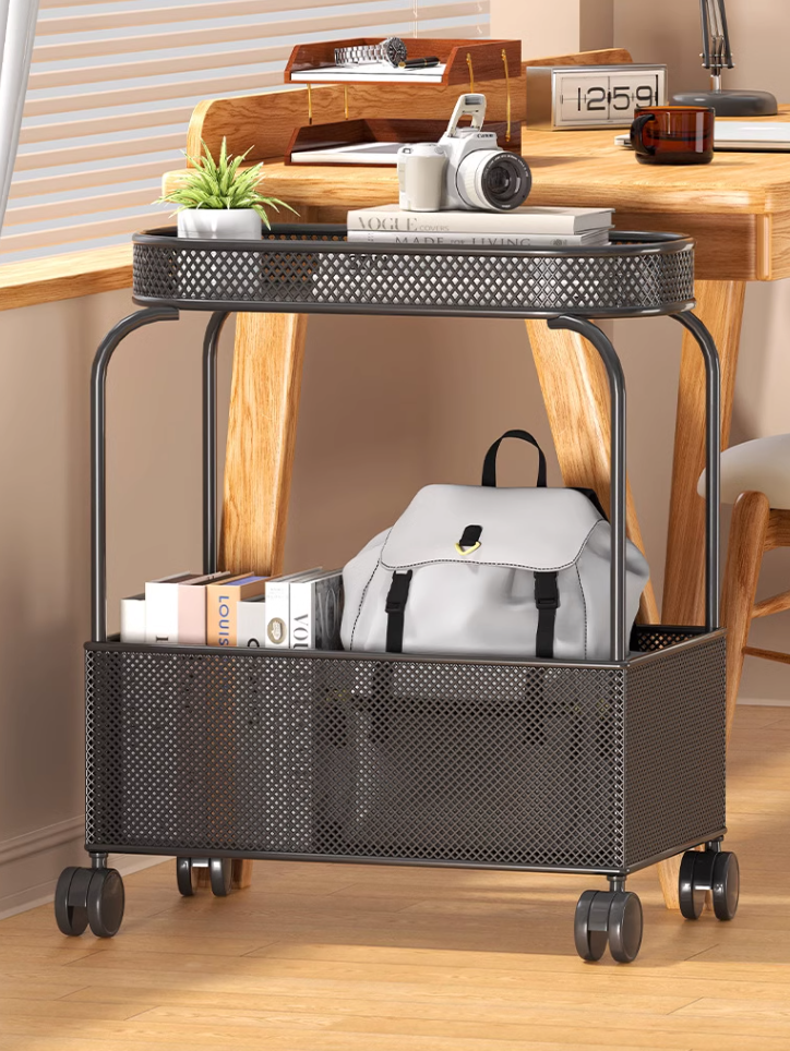 Under the Table Bookshelf and Storage Shelf Schoolbag Desk Side Book Bookcase For Home Floor Simple Portable Storage Rack with Wheels